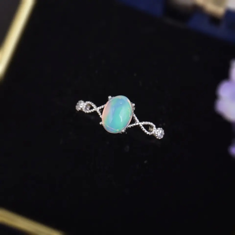 Authentic Ethiopian Opal Ring Silver, Adjustable Natural Gemstone Ring